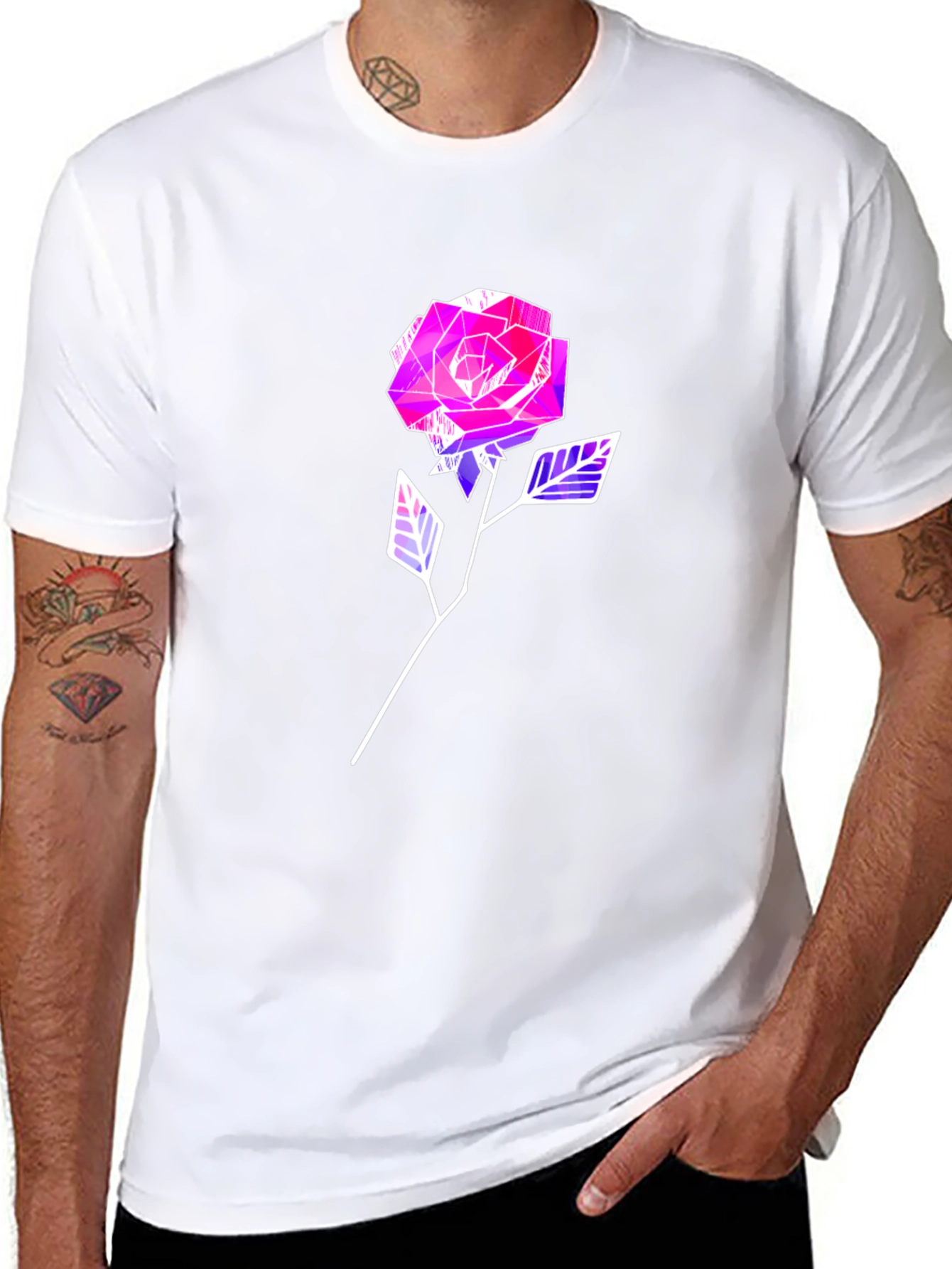 Geometric Rose Graphic Tee - Modern Style