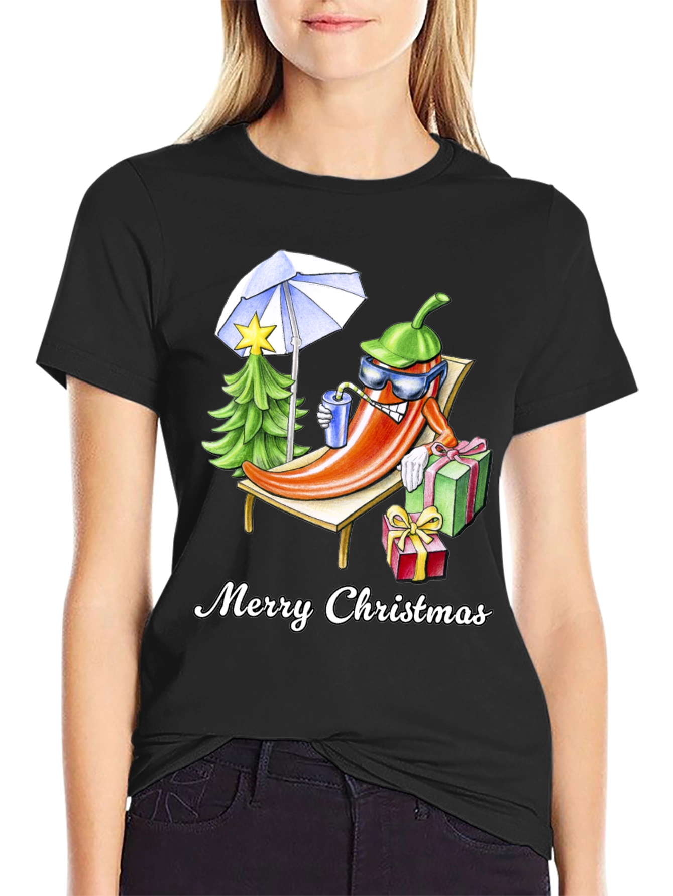 Holiday Heat T-Shirt: Merry Christmas Pepper Design