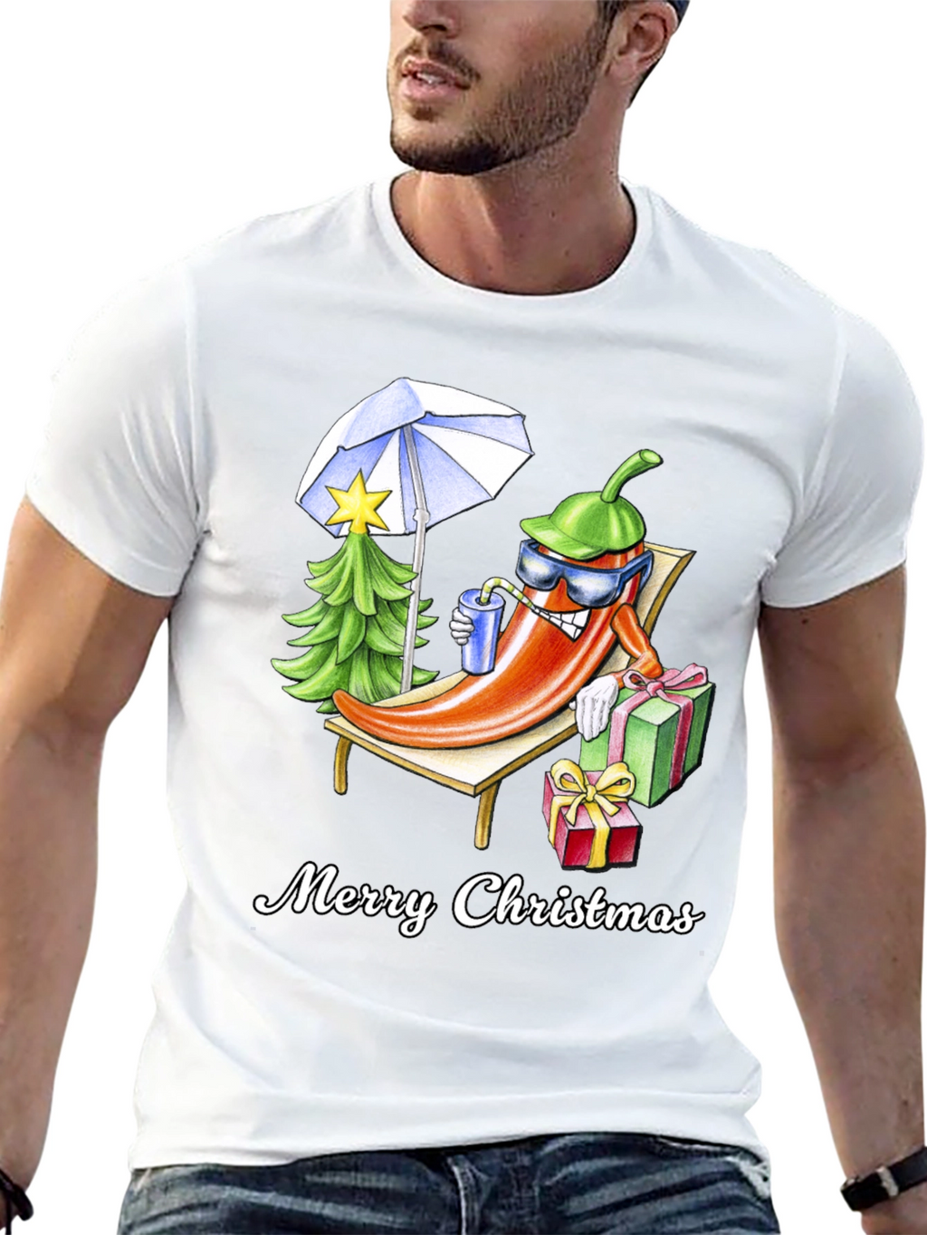 Holiday Heat T-Shirt: Merry Christmas Pepper Design