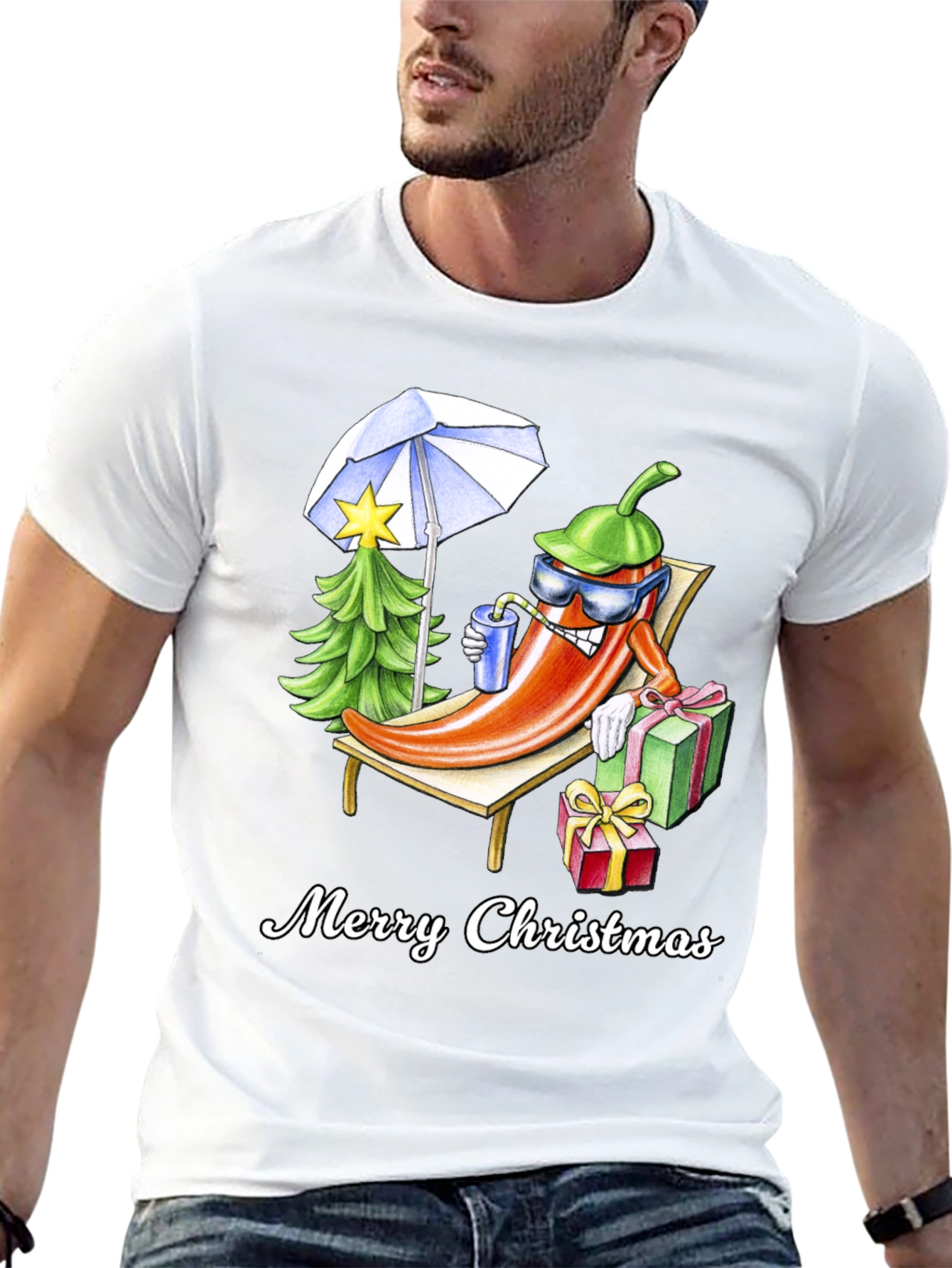 Holiday Heat T-Shirt: Merry Christmas Pepper Design