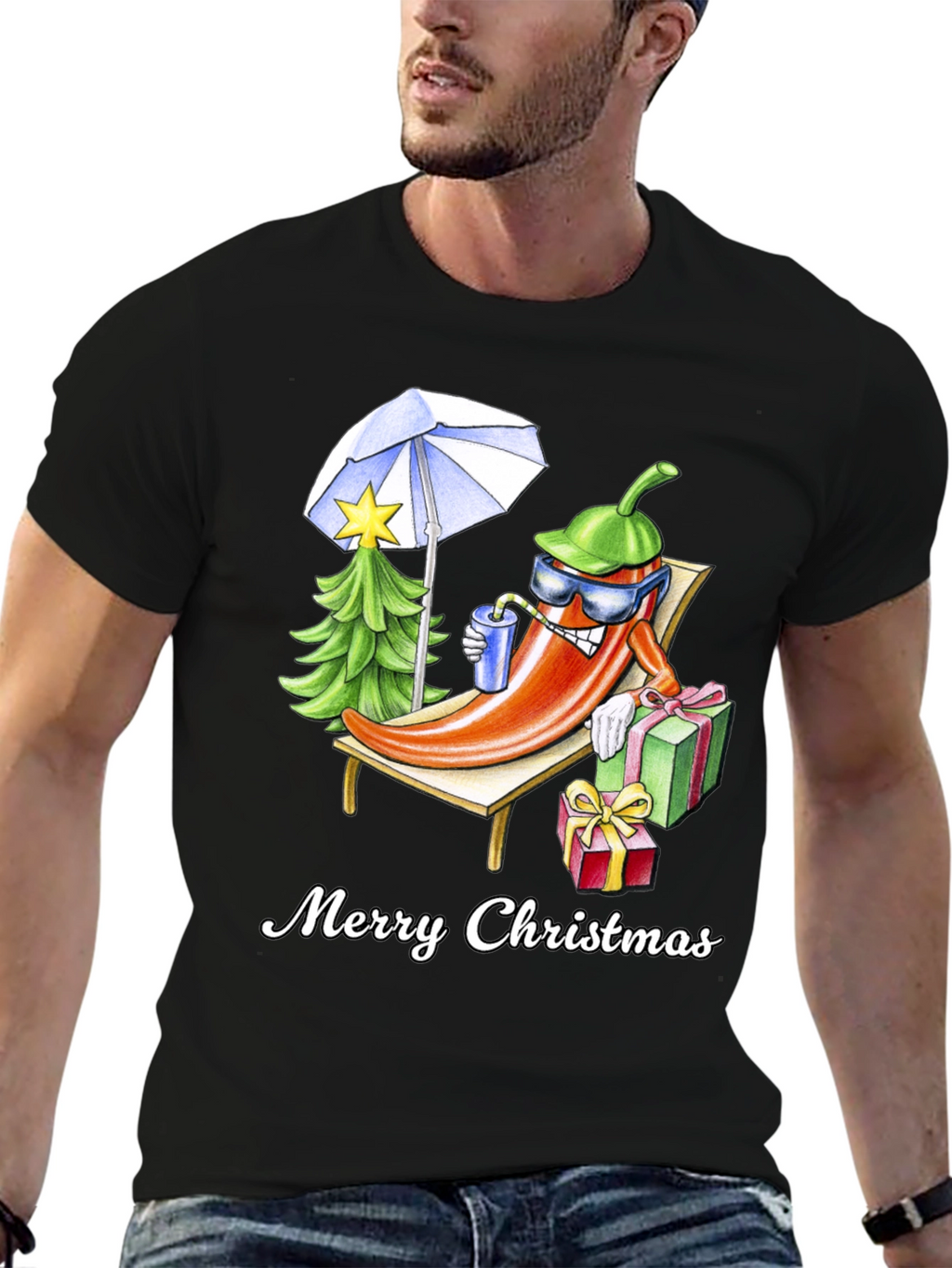 Holiday Heat T-Shirt: Merry Christmas Pepper Design