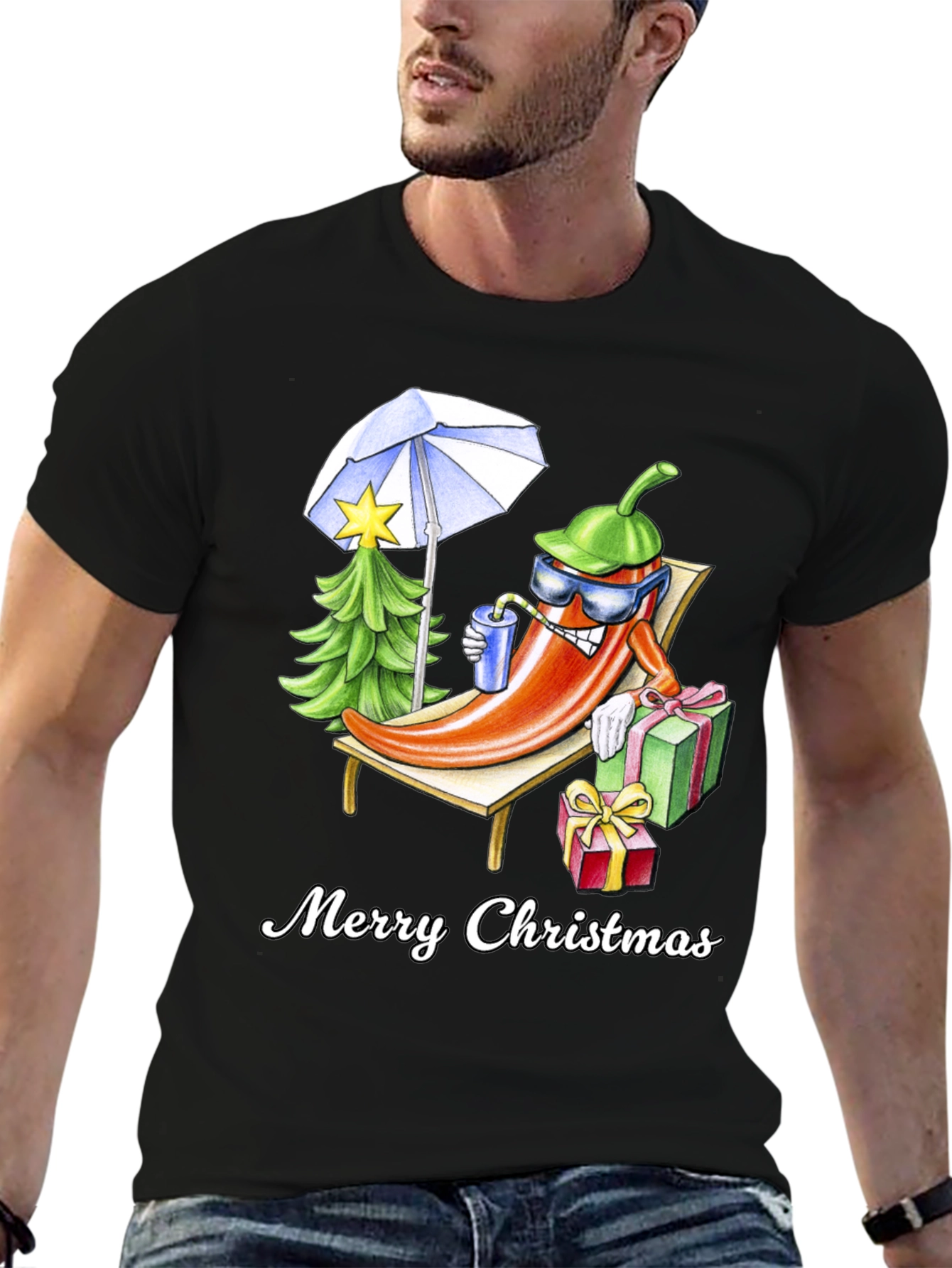 Holiday Heat T-Shirt: Merry Christmas Pepper Design