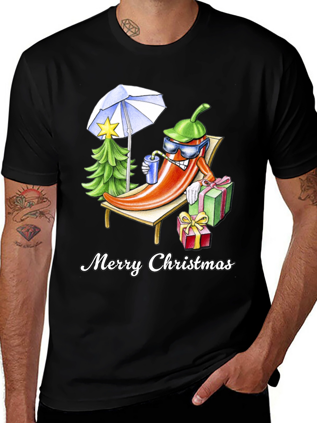 Holiday Heat T-Shirt: Merry Christmas Pepper Design
