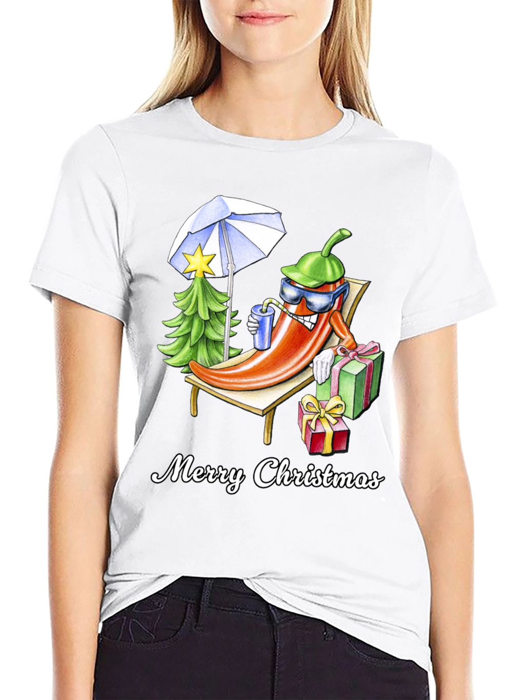 Holiday Heat T-Shirt: Merry Christmas Pepper Design