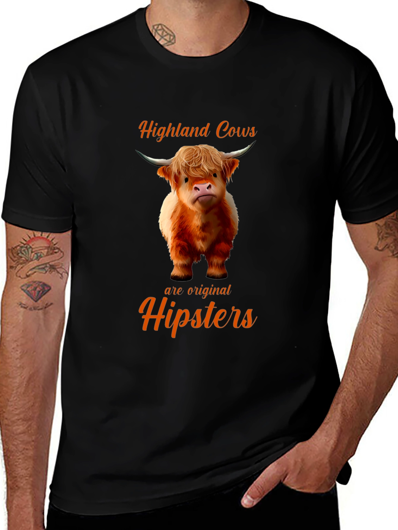Highland Cow Hipster T-Shirt - Original Style