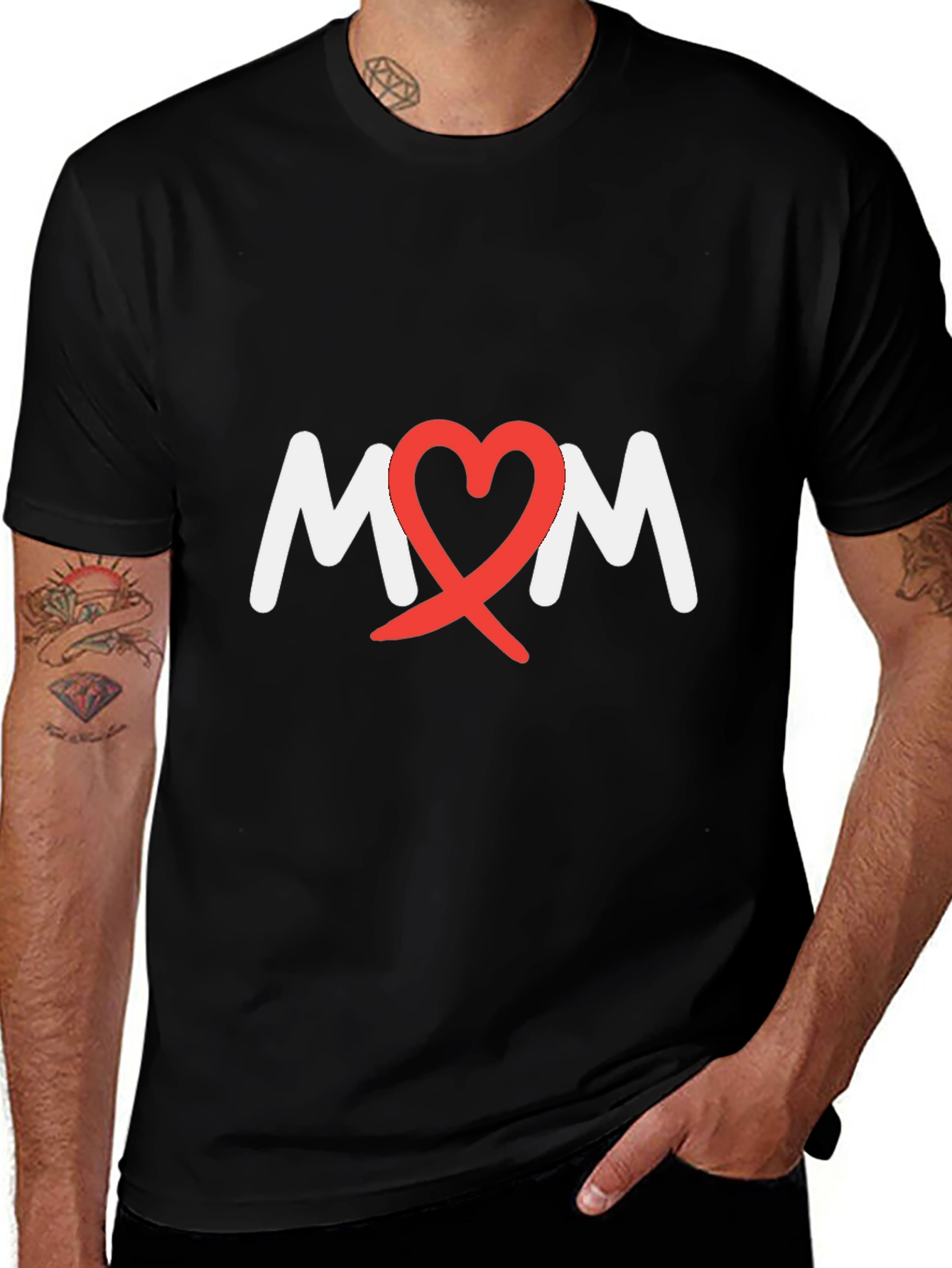 Heart Mom Tee - Black Cotton Blend T-Shirt