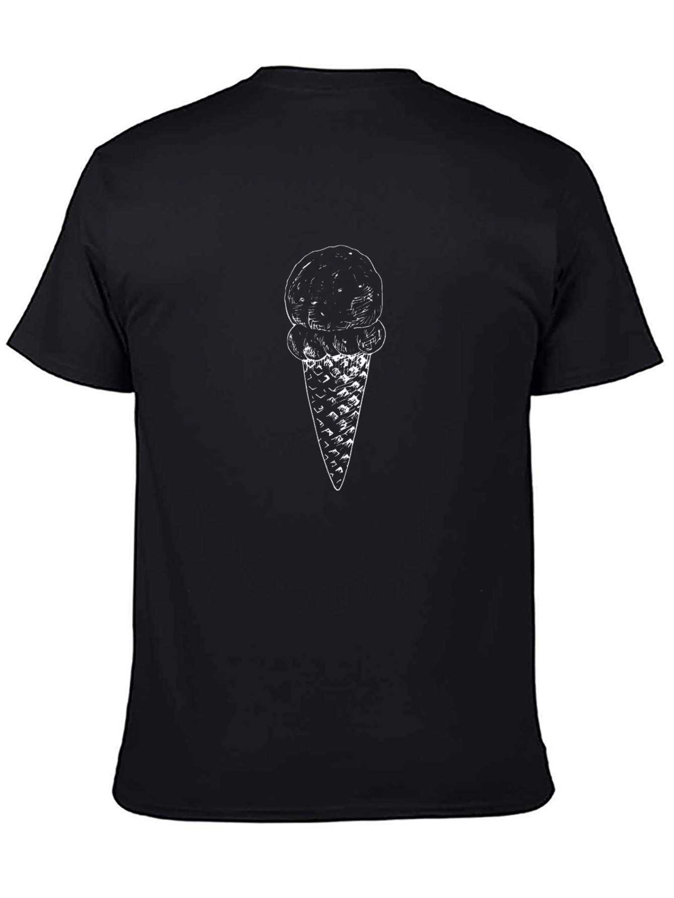 Ice Cream Cone Graphic Tee - Black Cotton Comfort