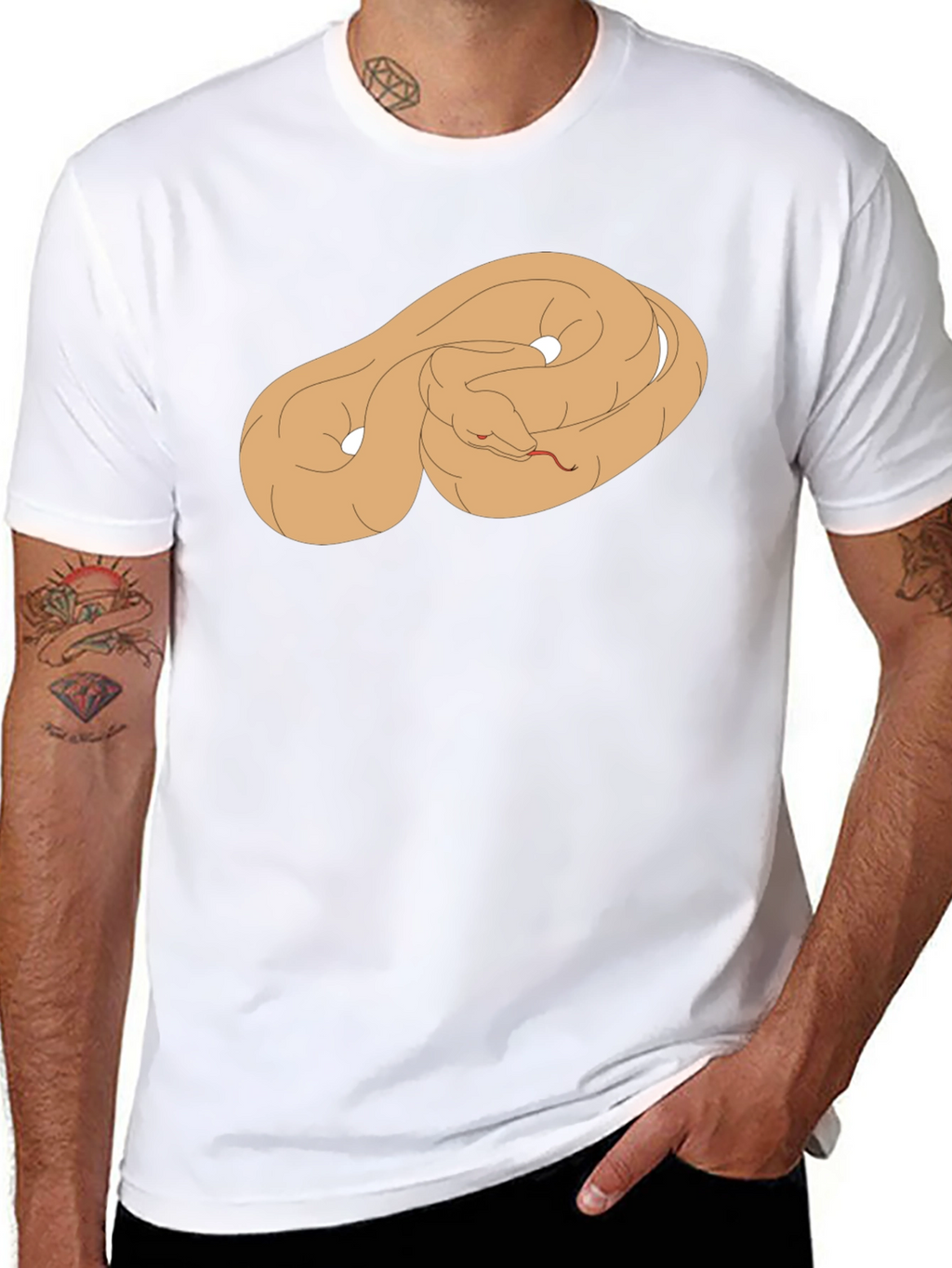 Black T-Shirt with Coiled Snake Graphic