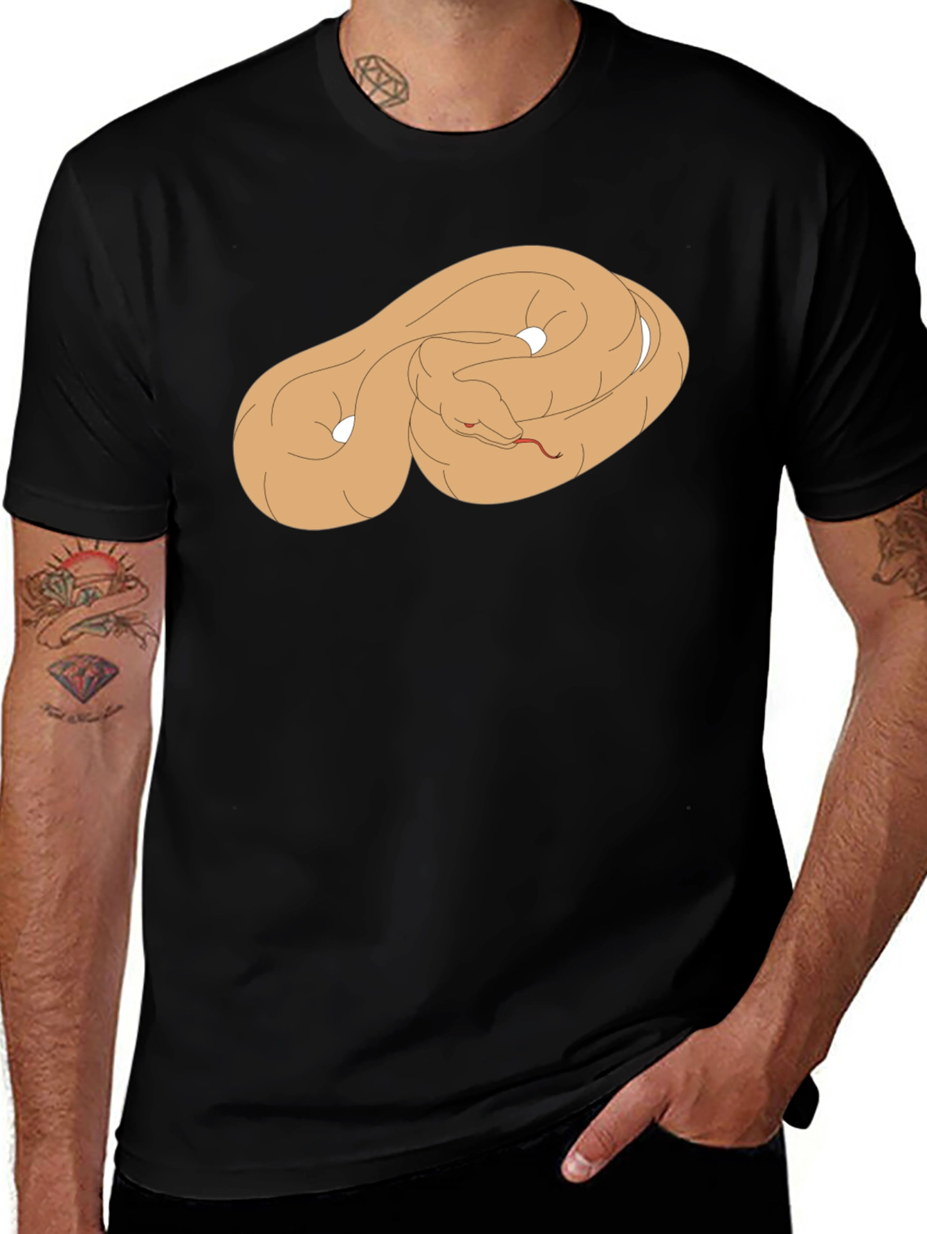 Black T-Shirt with Coiled Snake Graphic