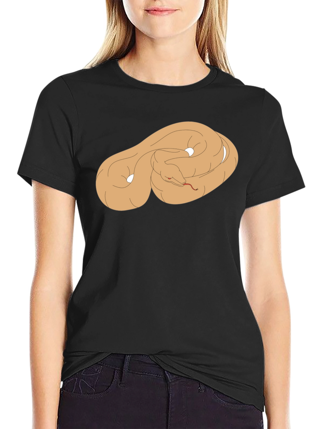 Black T-Shirt with Coiled Snake Graphic