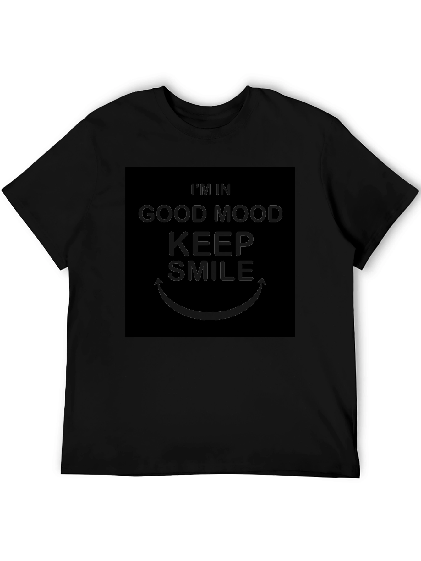 Good Mood Keep Smile Graphic Tee - Black Casual T-Shirt
