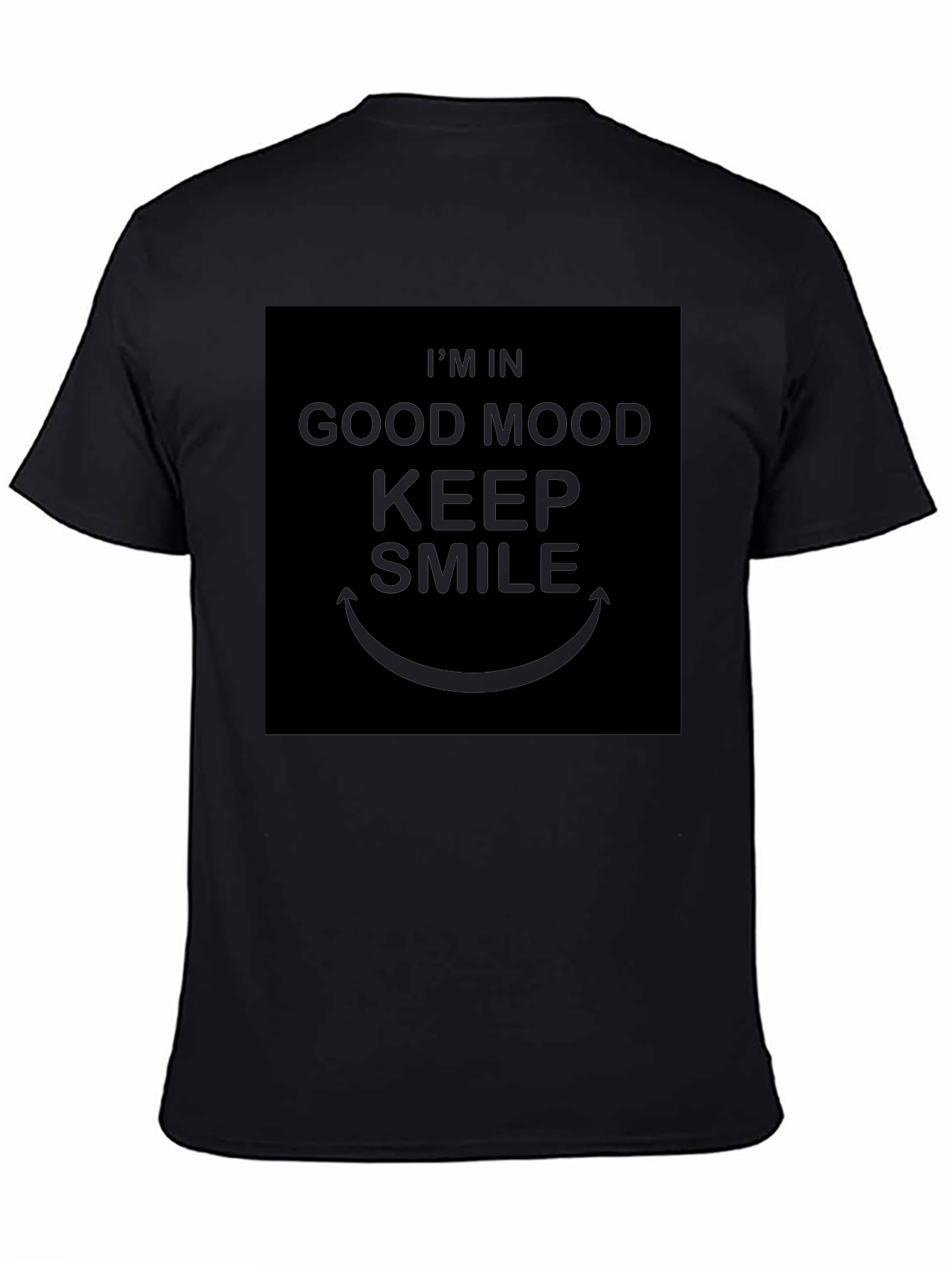 Good Mood Keep Smile Graphic Tee - Black Casual T-Shirt
