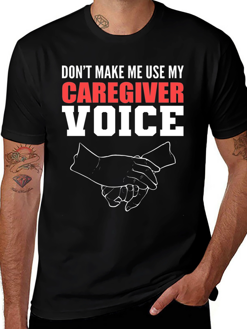 Caregiver Voice Graphic Tee - Black Cotton