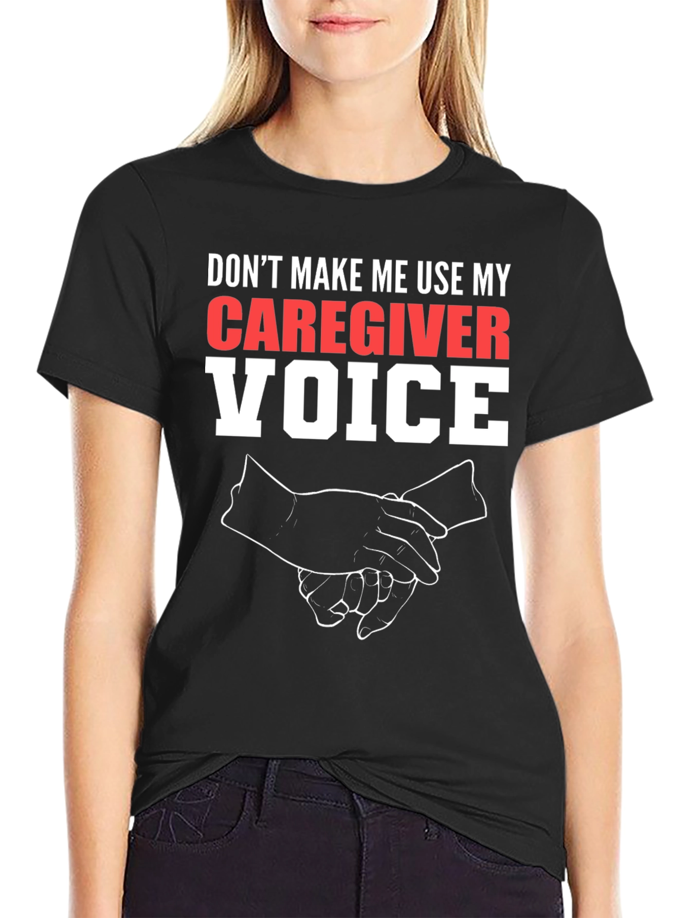 Caregiver Voice Graphic Tee - Black Cotton