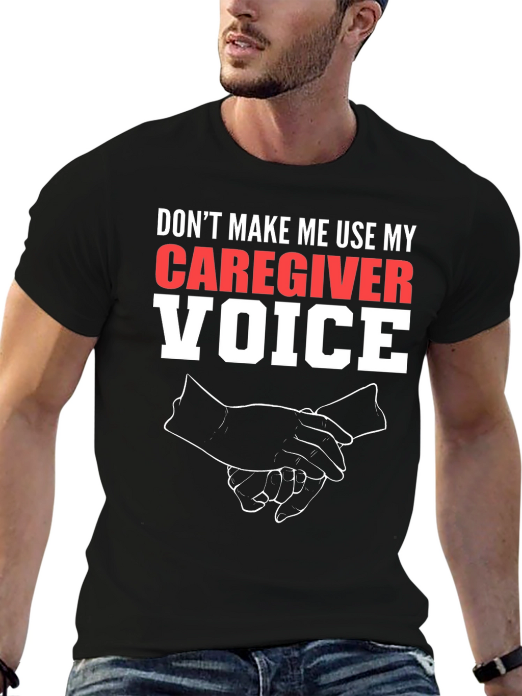 Caregiver Voice Graphic Tee - Black Cotton
