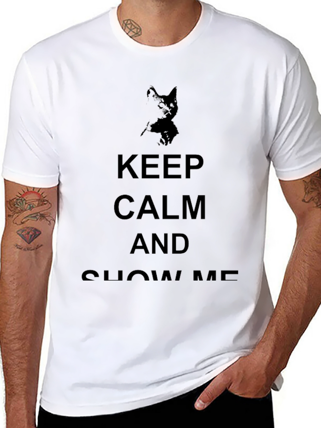 Keep Calm Cat Graphic Black T-Shirt