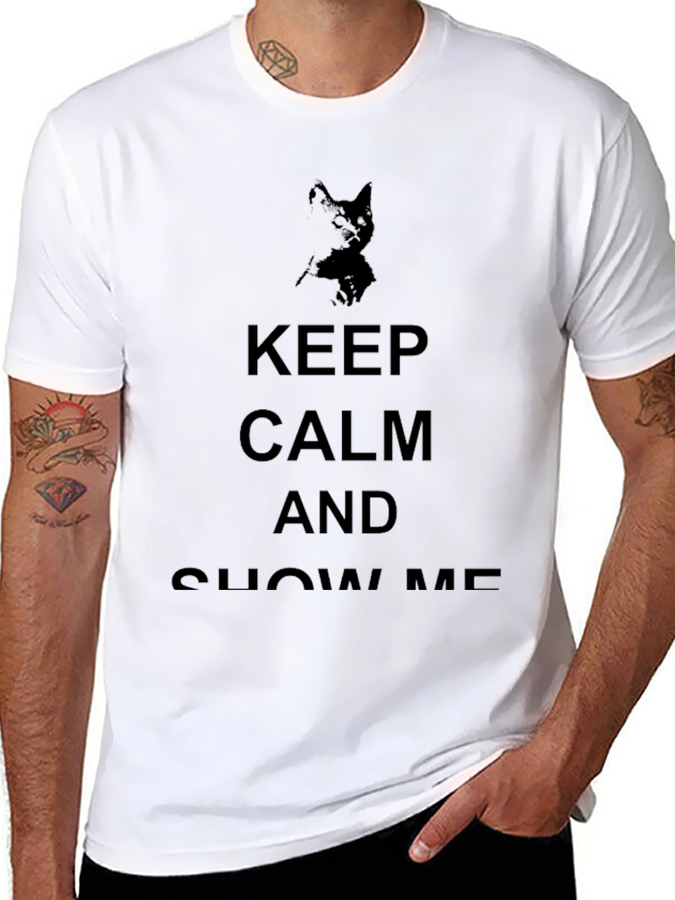 Keep Calm Cat Graphic Black T-Shirt