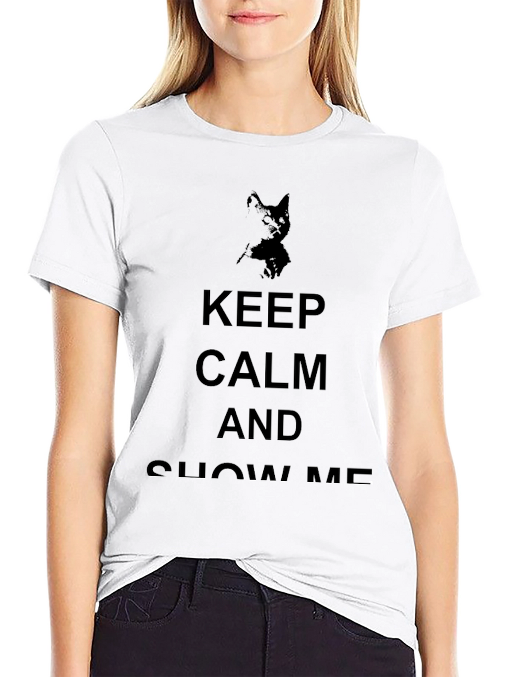 Keep Calm Cat Graphic Black T-Shirt
