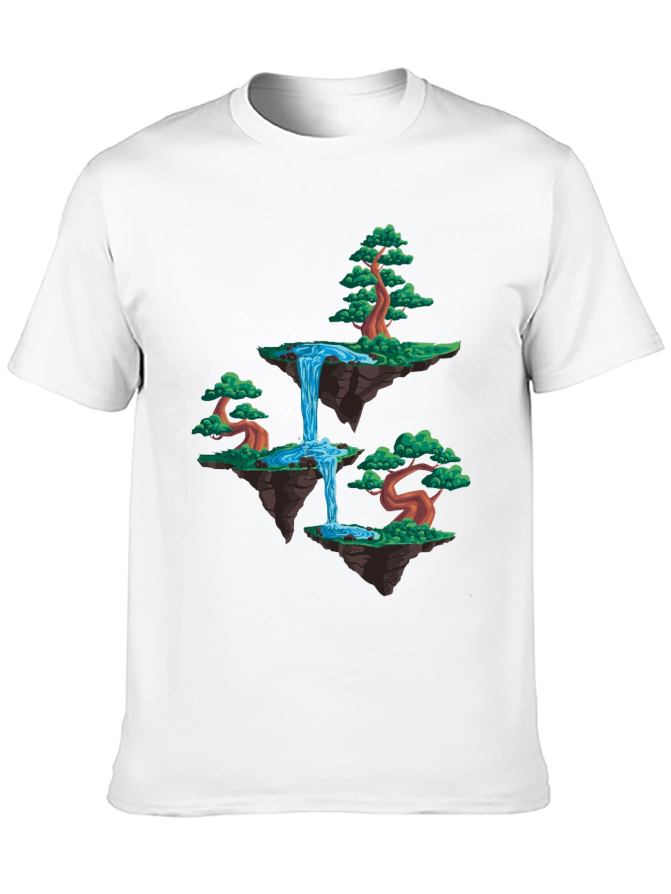 Floating Island Waterfall Graphic Tee - Black