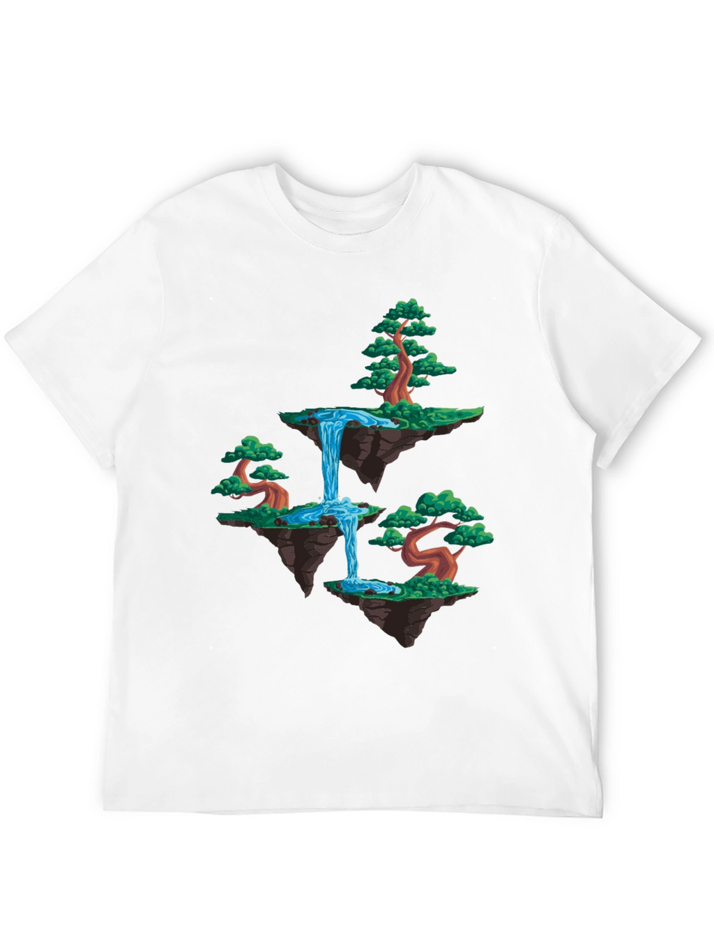 Floating Island Waterfall Graphic Tee - Black