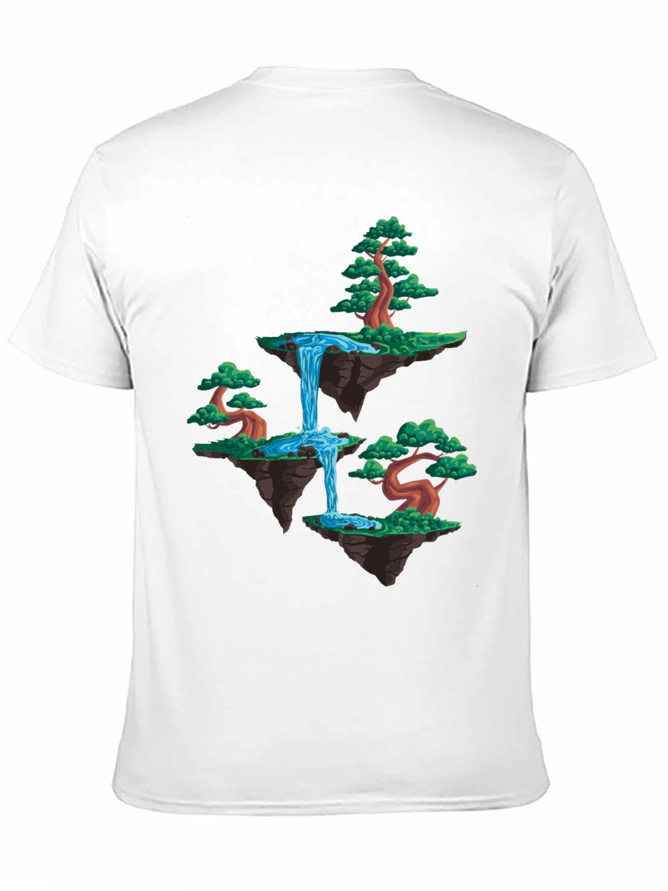 Floating Island Waterfall Graphic Tee - Black