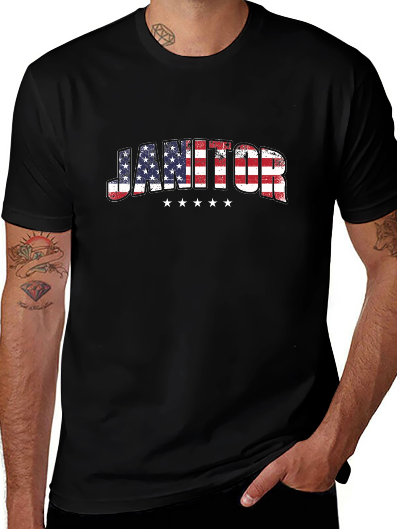 Janitor USA Flag T-Shirt - Patriotic Pride