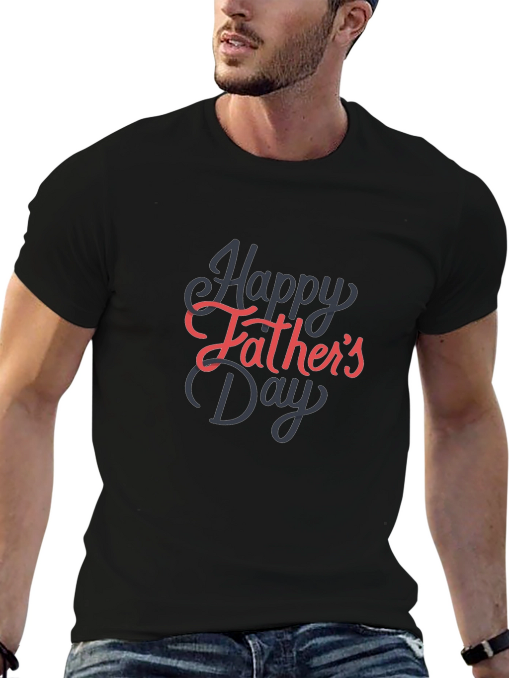 Happy Fathers Day Graphic Tee - Black