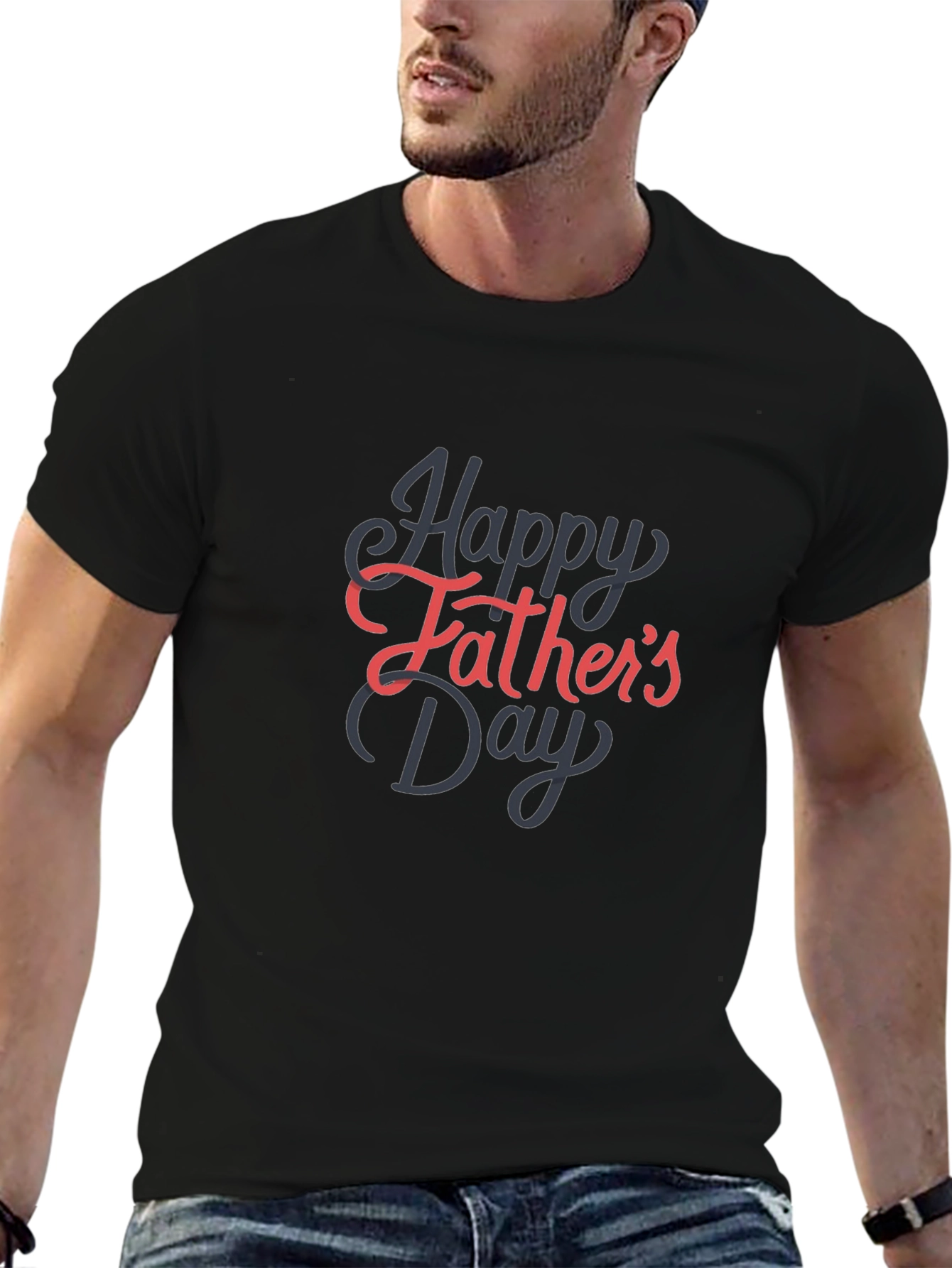 Happy Fathers Day Graphic Tee - Black