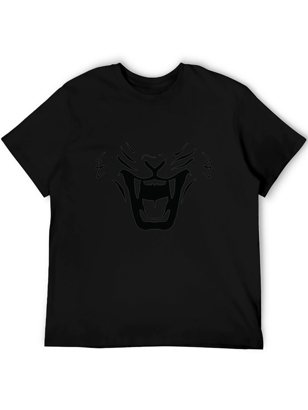 Black T-Shirt - Roaring Lion Face Design