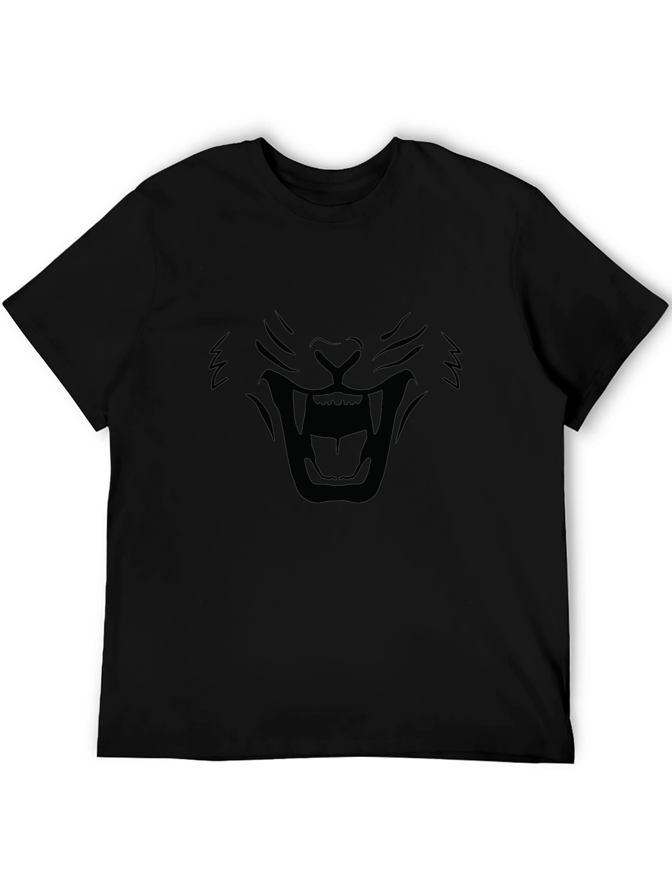 Black T-Shirt - Roaring Lion Face Design