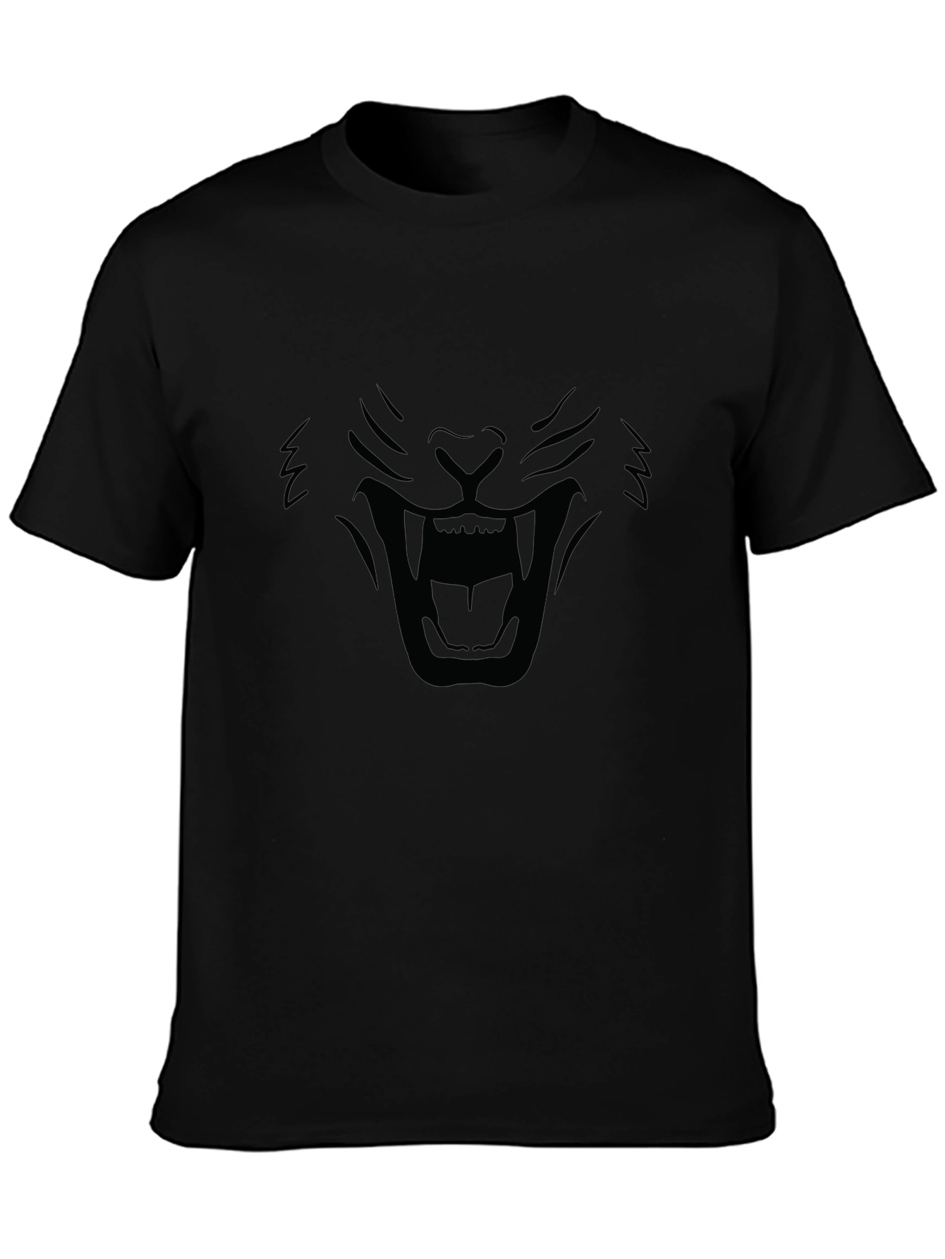 Black T-Shirt - Roaring Lion Face Design