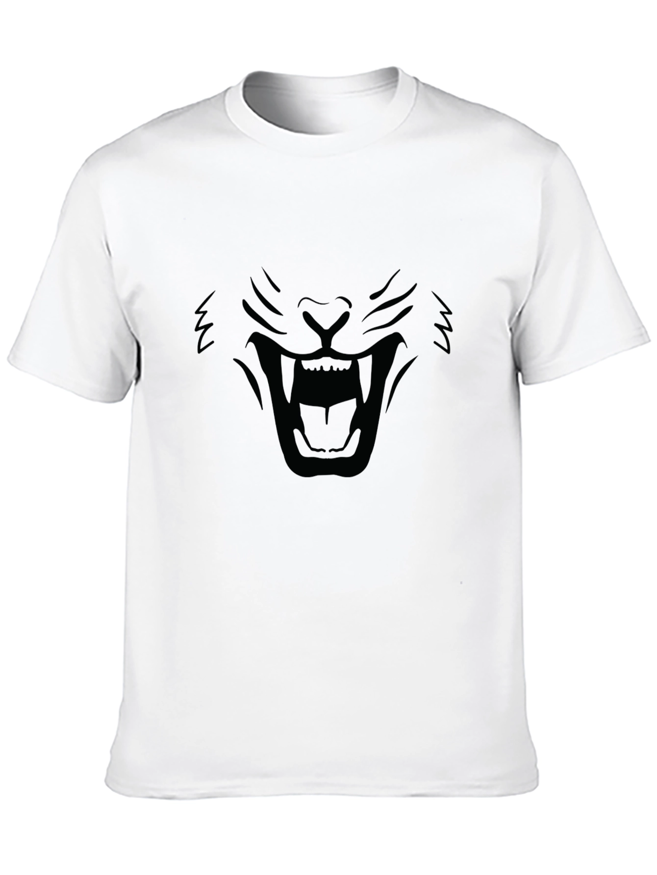 Black T-Shirt - Roaring Lion Face Design