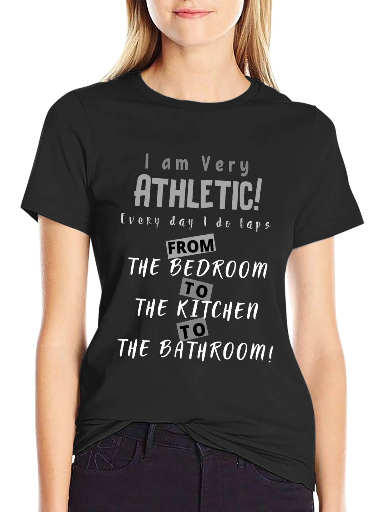 Funny Athletic T-Shirt - Bedroom to Bathroom Laps
