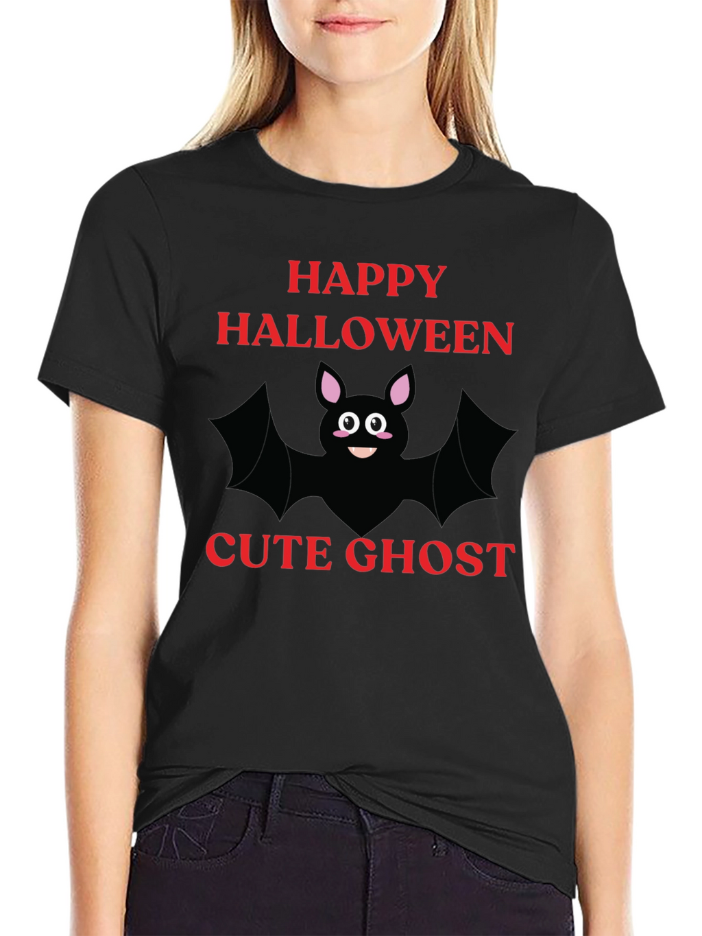 Happy Halloween Cute Ghost Bat Graphic T-Shirt