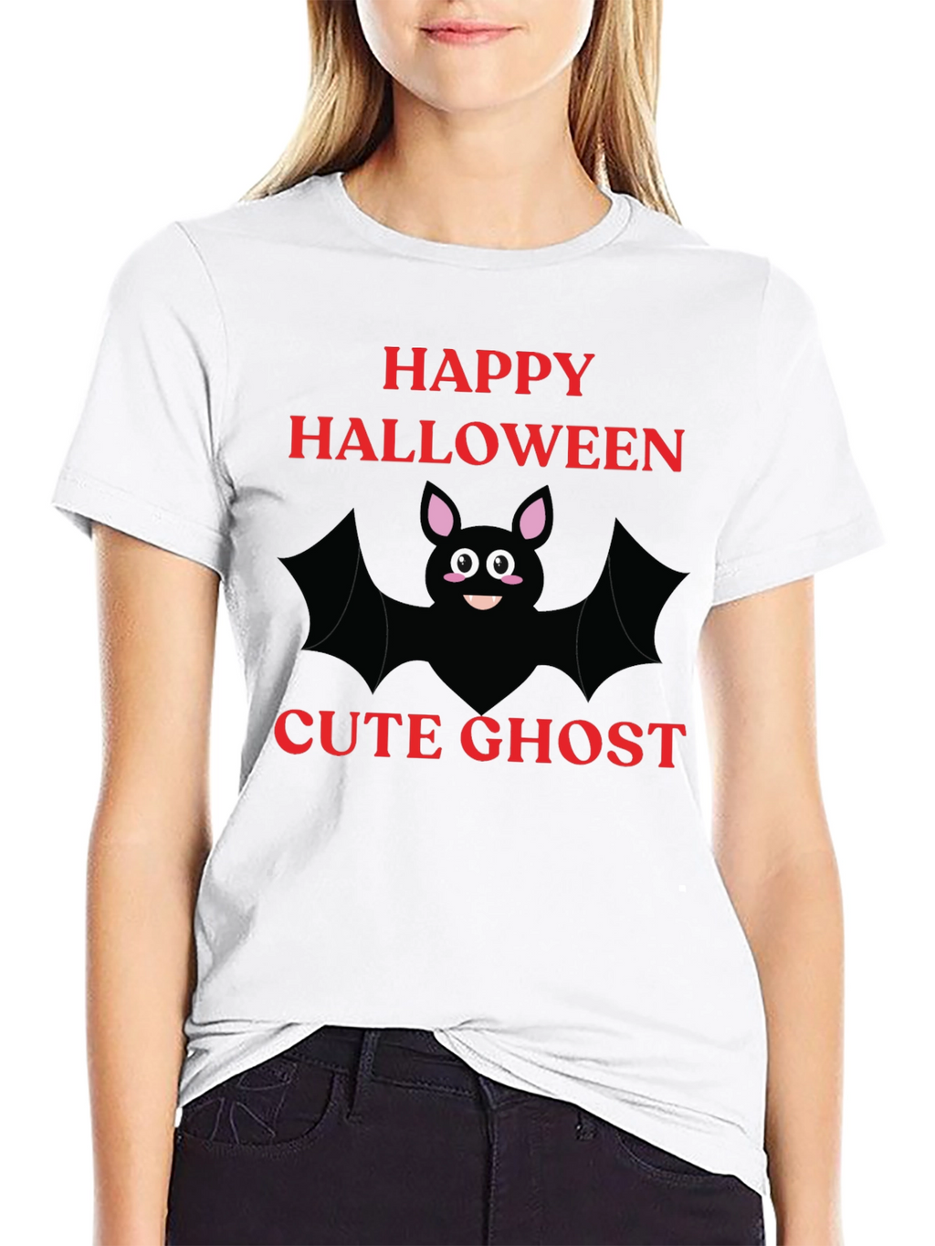 Happy Halloween Cute Ghost Bat Graphic T-Shirt