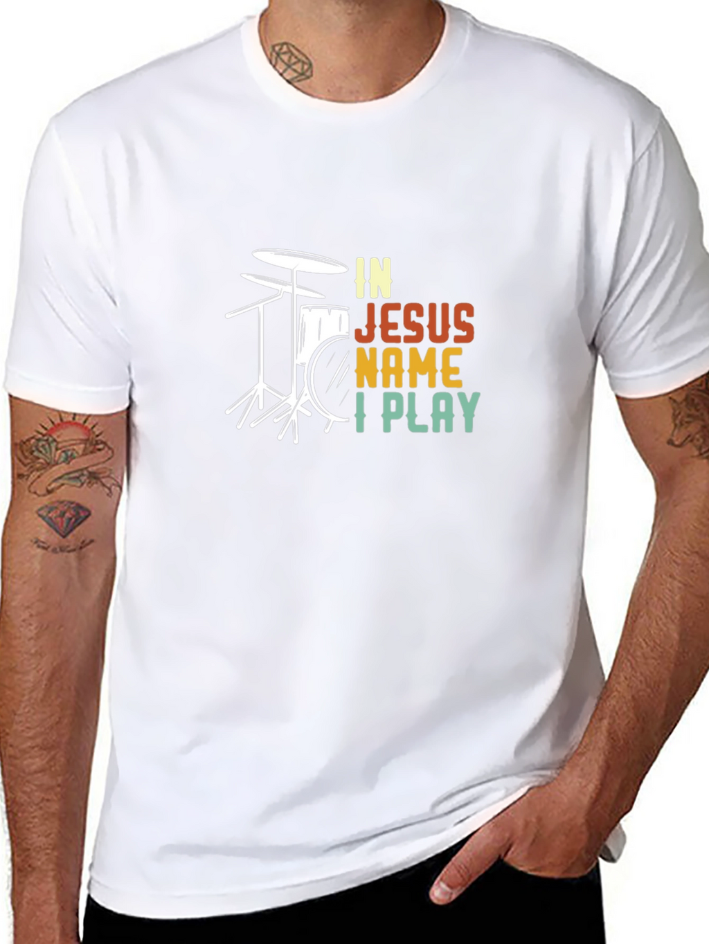 In Jesus Name I Play Drummer T-Shirt