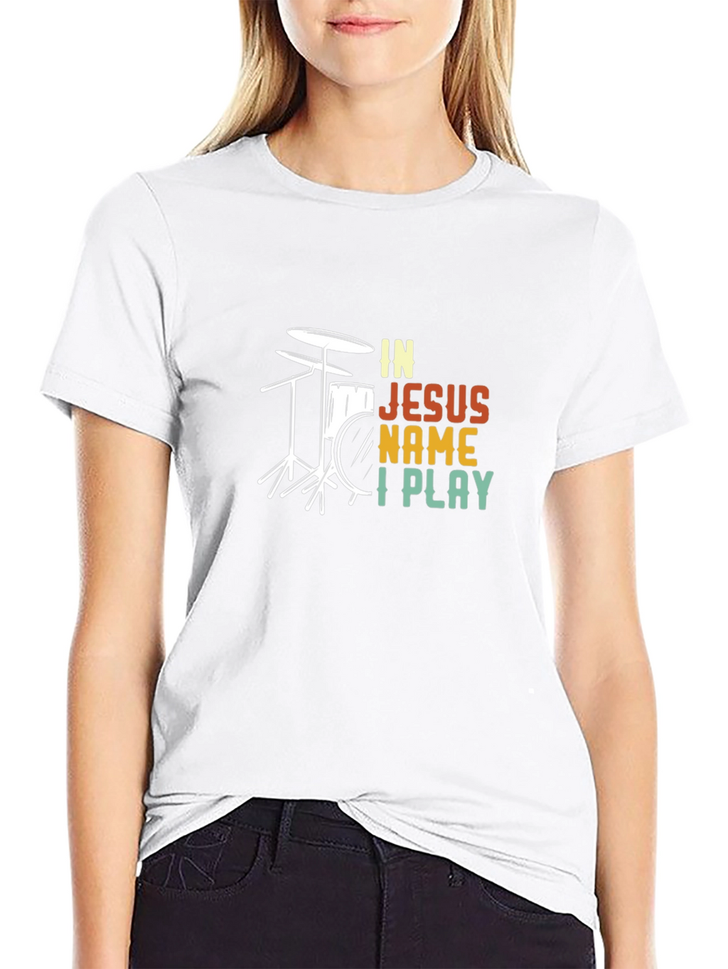 In Jesus Name I Play Drummer T-Shirt