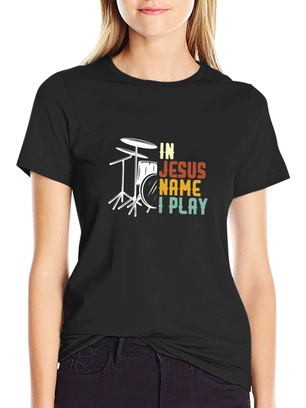 In Jesus Name I Play Drummer T-Shirt