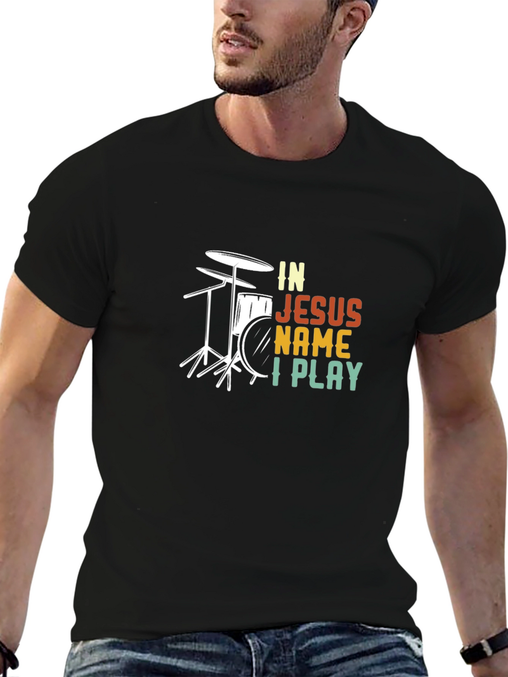 In Jesus Name I Play Drummer T-Shirt