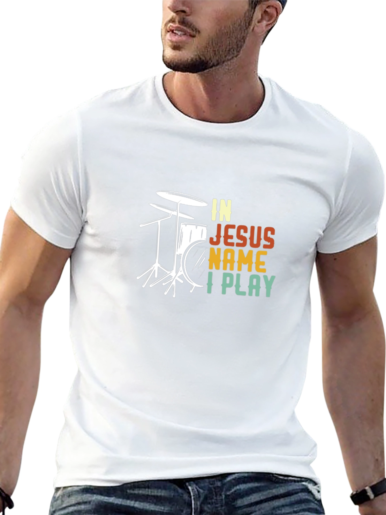 In Jesus Name I Play Drummer T-Shirt