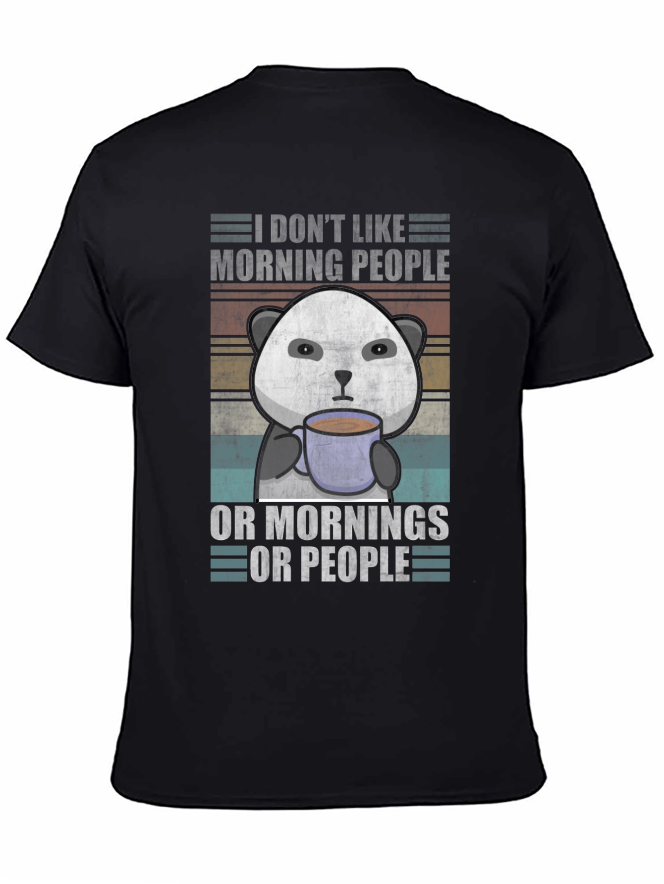 Funny Panda I Dont Like Morning People Graphic T-Shirt