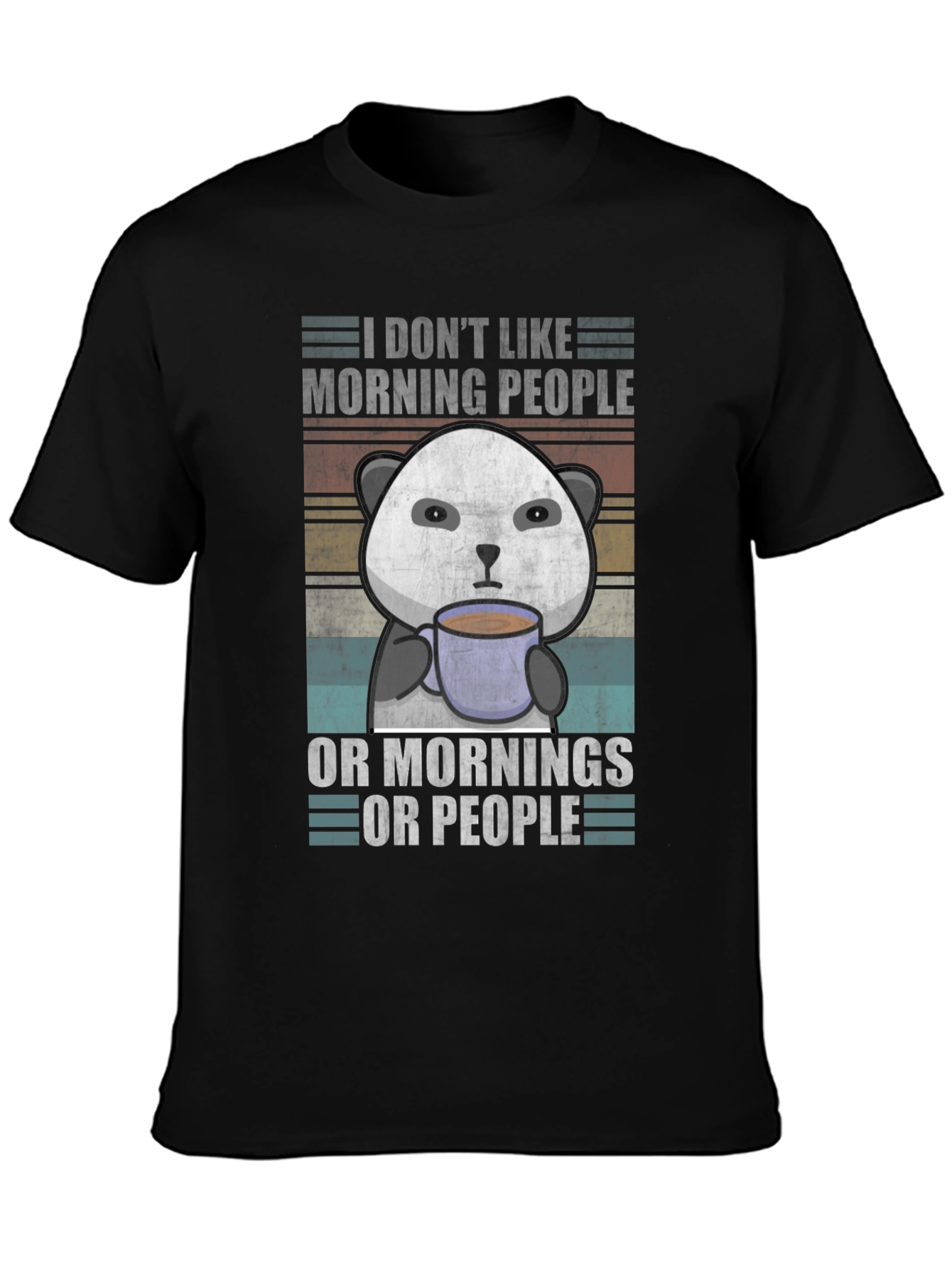 Funny Panda I Dont Like Morning People Graphic T-Shirt