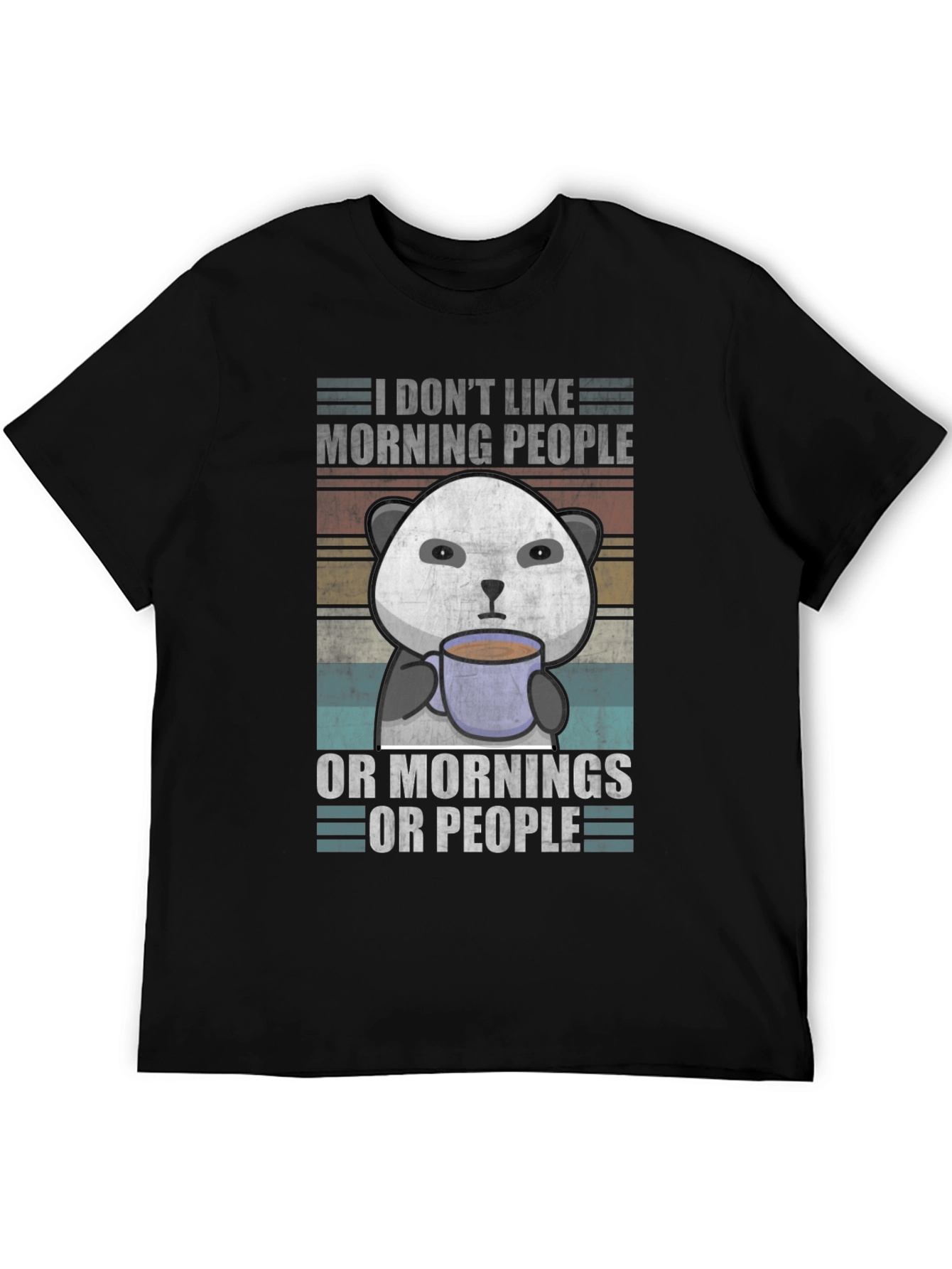 Funny Panda I Dont Like Morning People Graphic T-Shirt