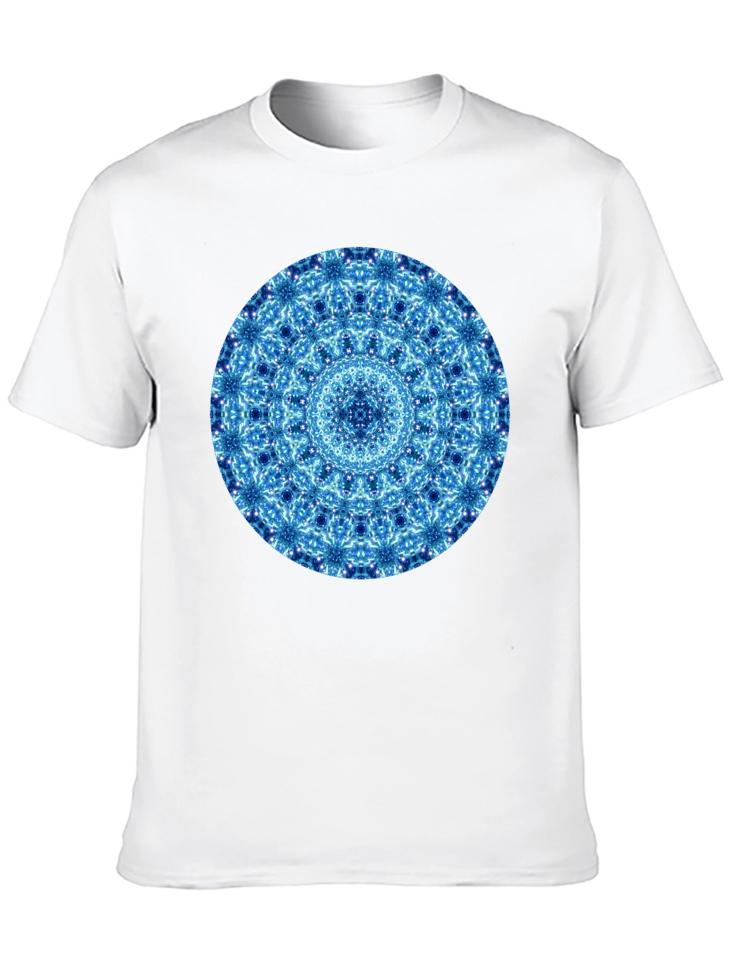 Blue Mandala Graphic Black T-Shirt