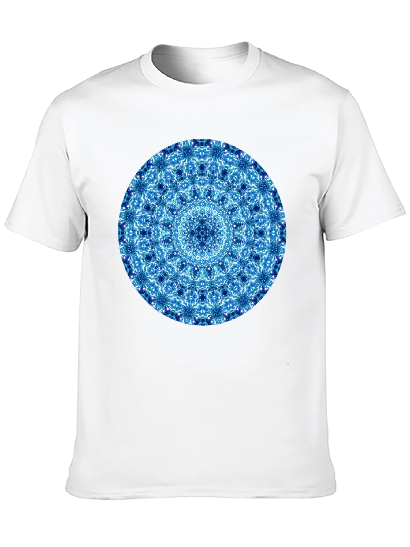 Blue Mandala Graphic Black T-Shirt