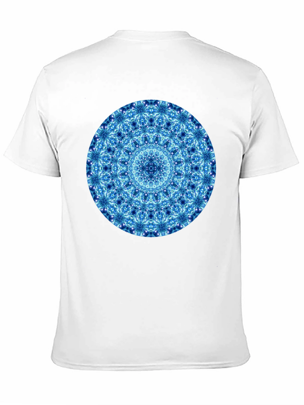 Blue Mandala Graphic Black T-Shirt