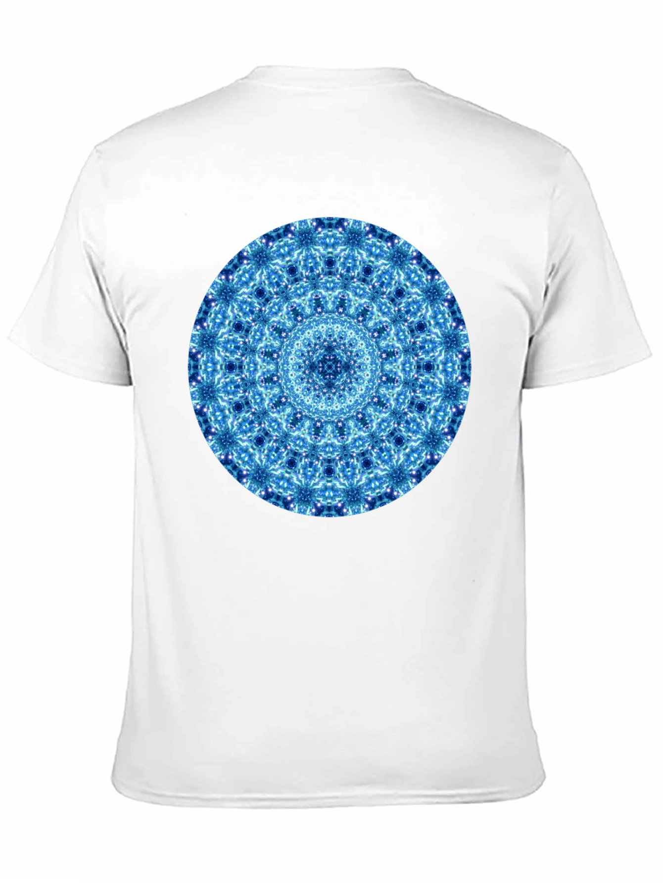 Blue Mandala Graphic Black T-Shirt
