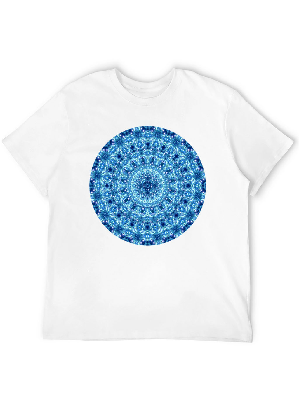 Blue Mandala Graphic Black T-Shirt