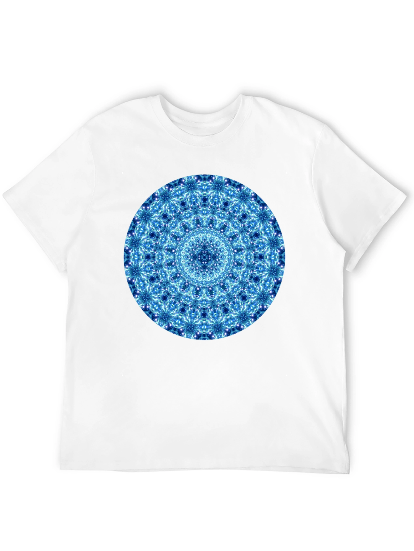 Blue Mandala Graphic Black T-Shirt