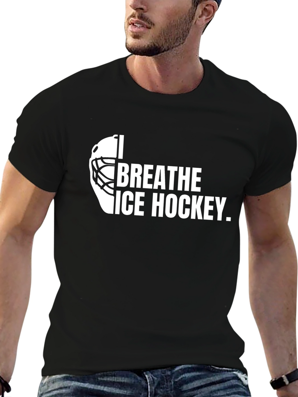 I Breathe Ice Hockey Black T-Shirt